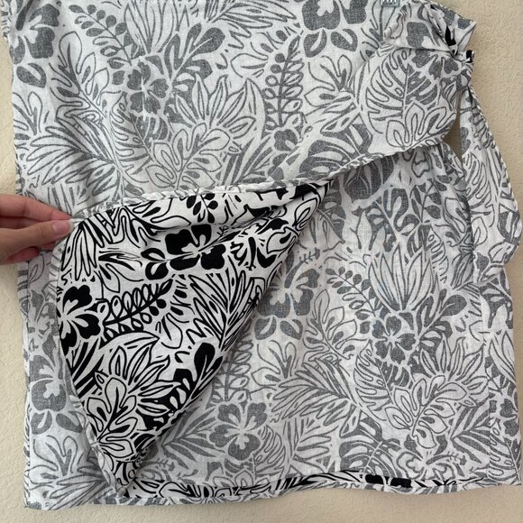 Marine Layer XL Linen Blend Monaco Wrap Skirt in Black and White Print - Picture 8 of 9